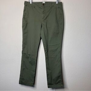 Gap Girlfriend Khaki Army Green Cotton Stretch Pants 10 Zip Button 4-Pocket